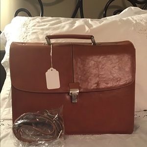 Men’s new leather briefcase with shoulder strap